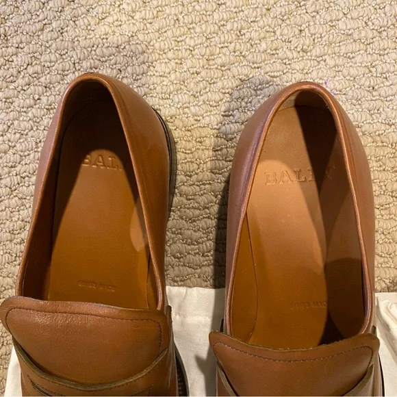 Bally Men’s Salasan Loafers 8.5 EEE Extra Wide Tobacco Brown Calf Leather NWT